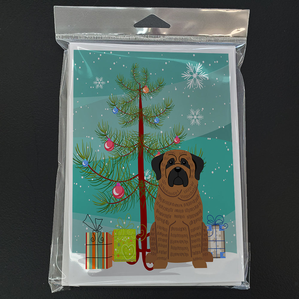 Merry Christmas Tree Mastiff Brindle Greeting Cards Pack of 8