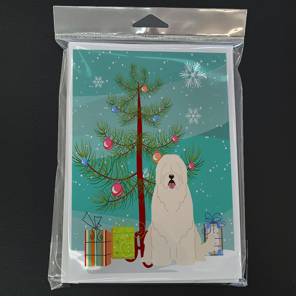 Merry Christmas Tree South Russian Sheepdog Greeting Cards Pack of 8
