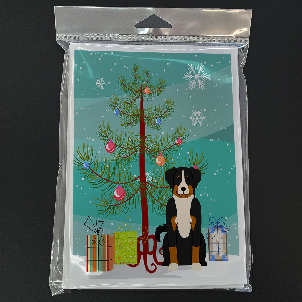 Merry Christmas Tree Appenzeller Sennenhund Greeting Cards Pack of 8