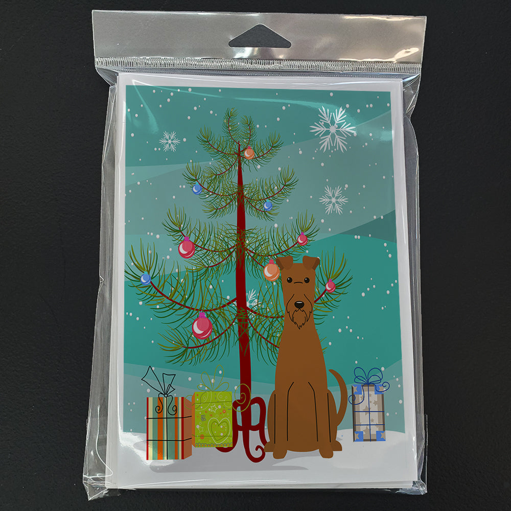 Merry Christmas Tree Irish Terrier Greeting Cards Pack of 8