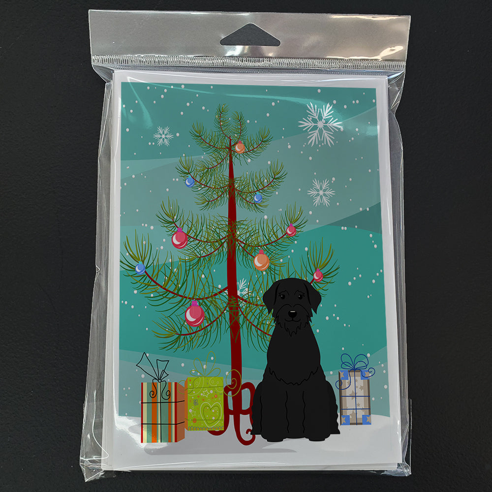 Merry Christmas Tree Giant Schnauzer Greeting Cards Pack of 8