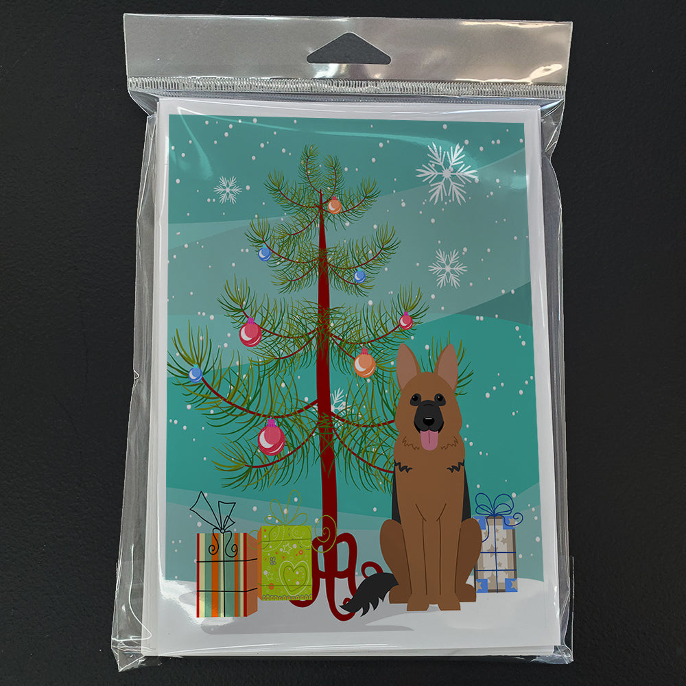 Merry Christmas Tree German Shepherd Greeting Cards Pack of 8