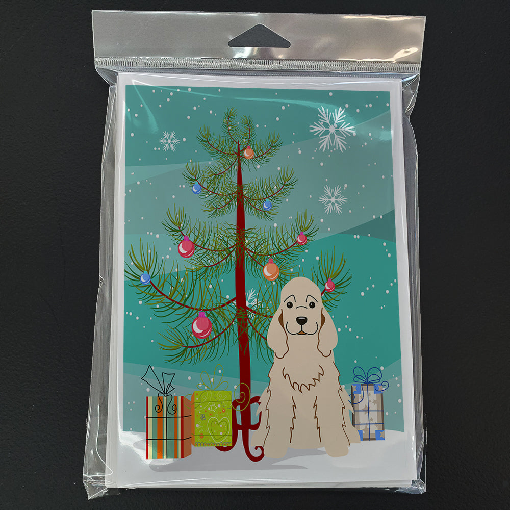 Merry Christmas Tree Cocker Spaniel Buff Greeting Cards Pack of 8