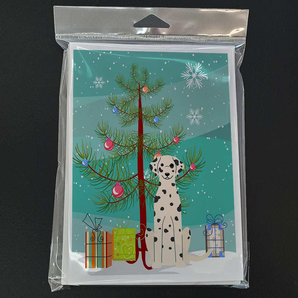 Merry Christmas Tree Dalmatian Greeting Cards Pack of 8