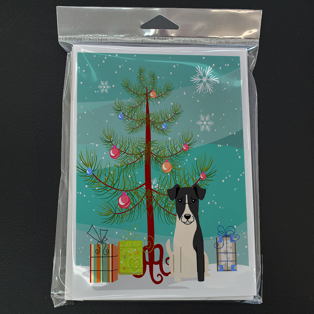 Merry Christmas Tree Smooth Fox Terrier Greeting Cards Pack of 8