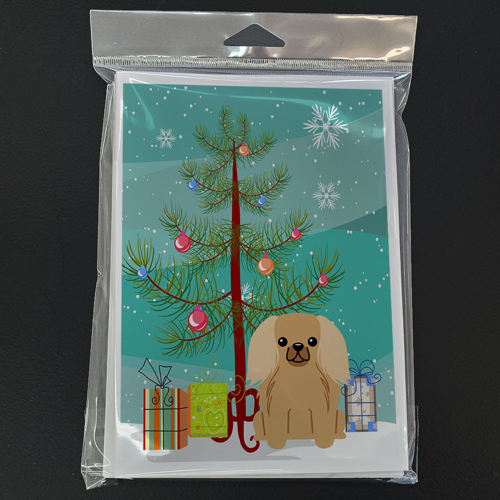Merry Christmas Tree Pekingese Fawn Sable Greeting Cards Pack of 8