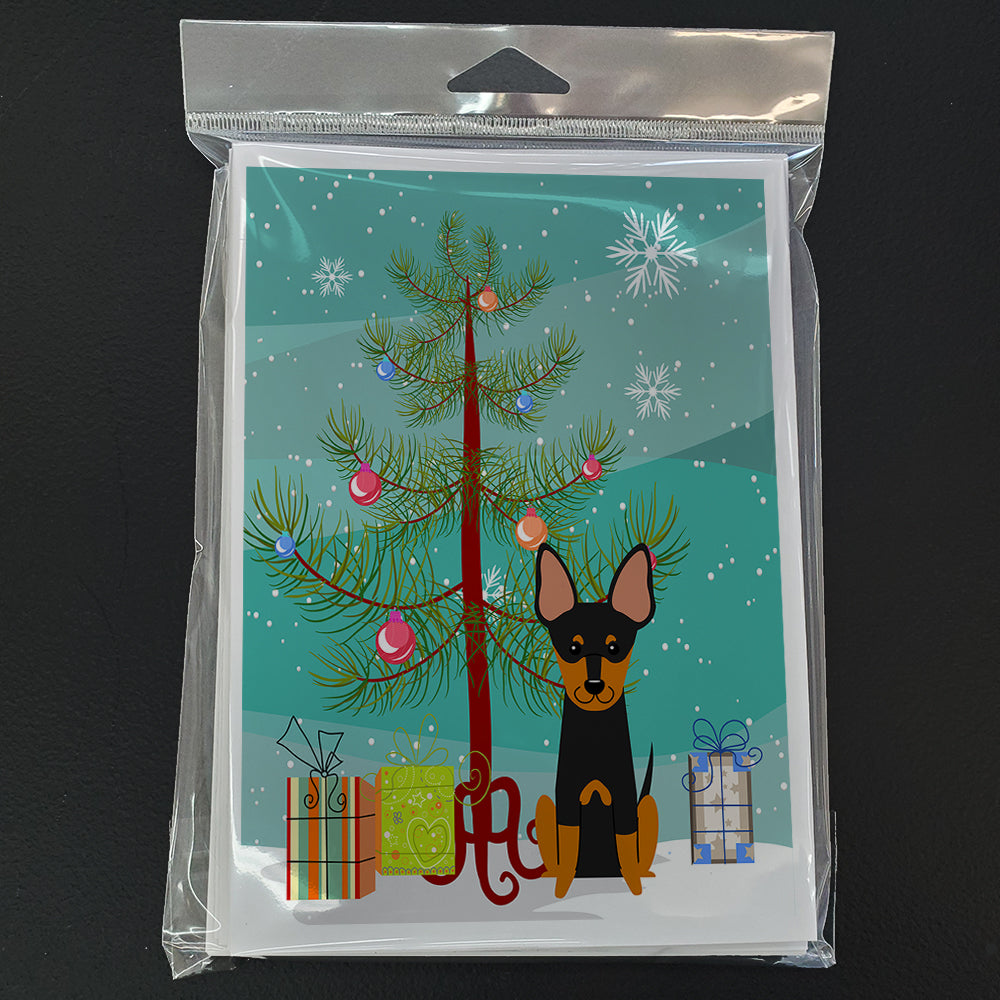Merry Christmas Tree English Toy Terrier Greeting Cards Pack of 8
