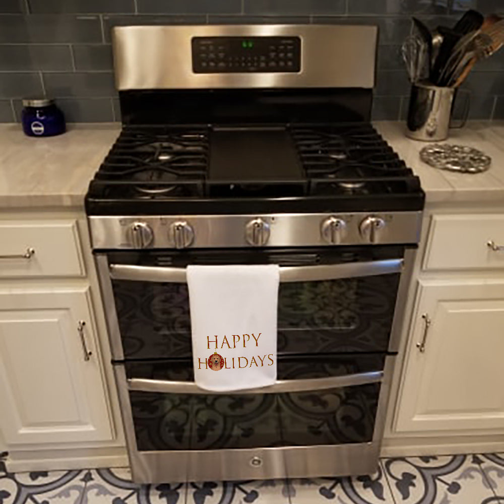 Golden Retriever Fawn #3 Happy Holidays Kitchen Towel Set of 2