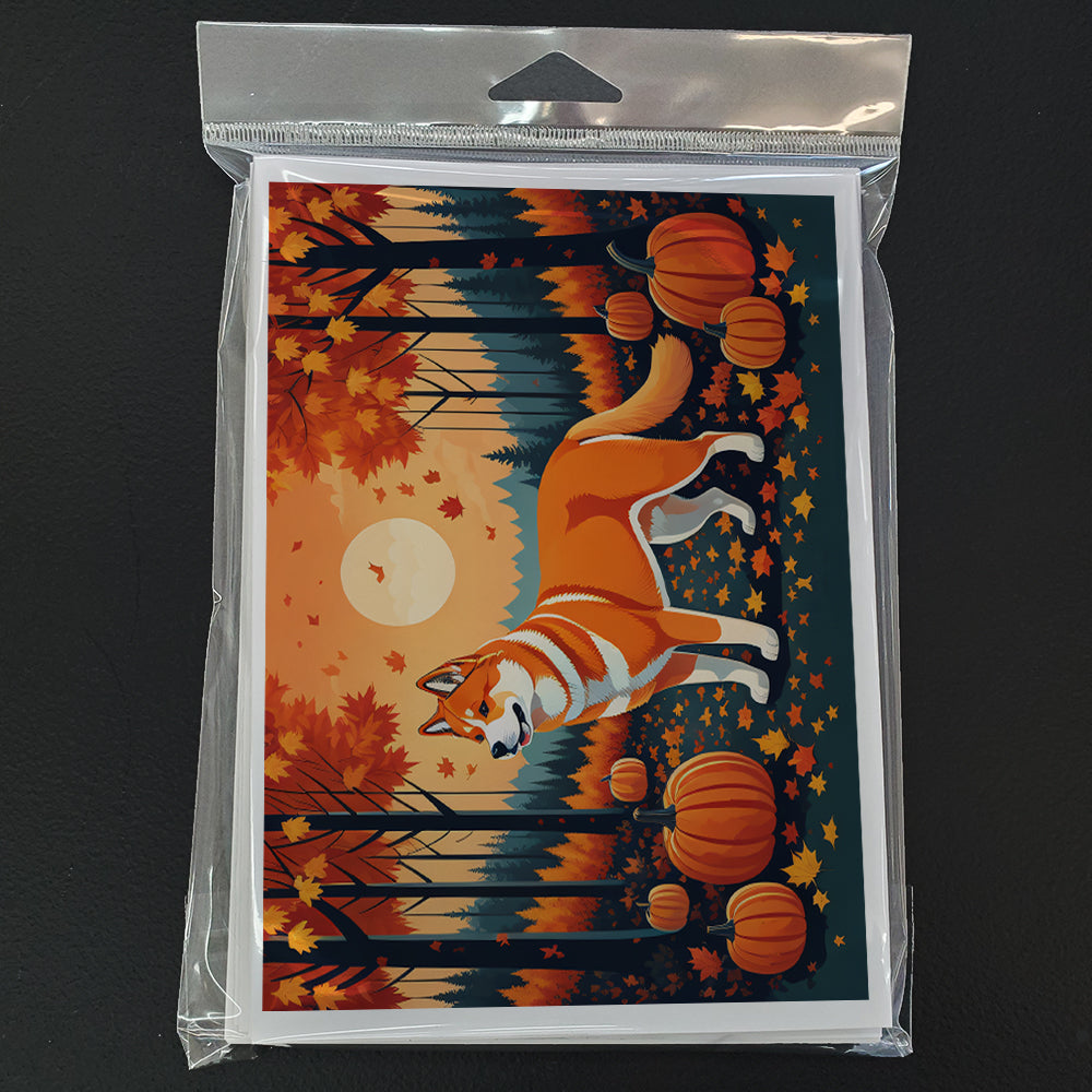 Akita Fall Greeting Cards Pack of 8