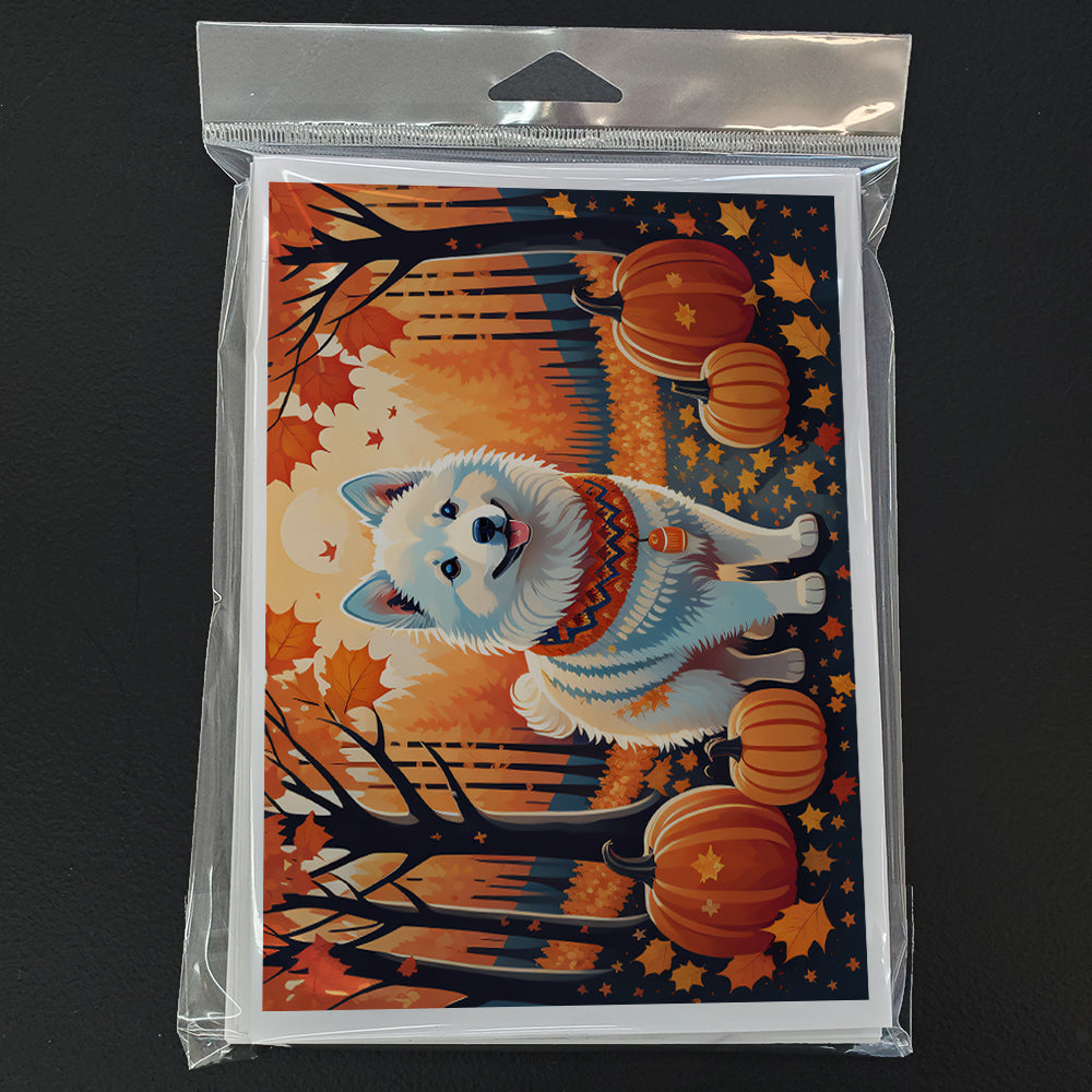 American Eskimo Fall Greeting Cards Pack of 8