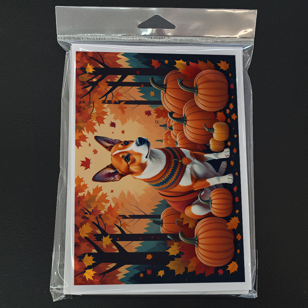 Red Basenji Fall Greeting Cards Pack of 8