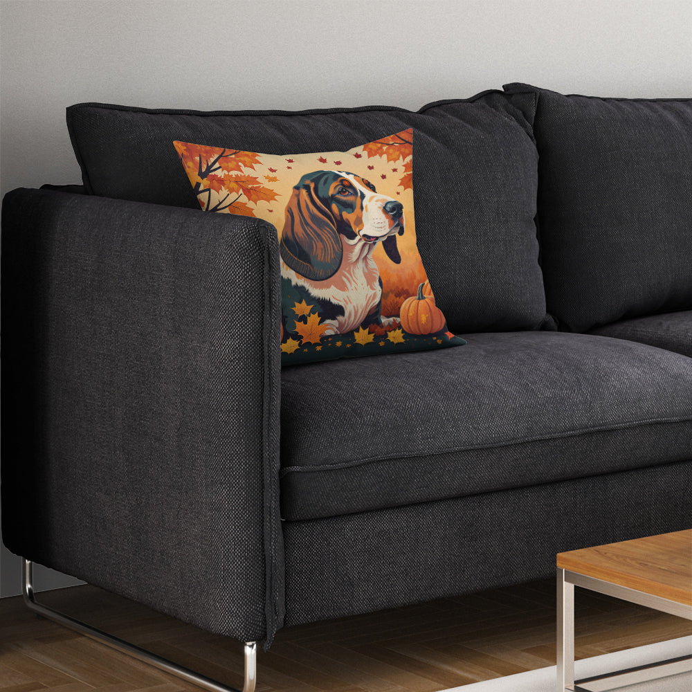 Basset Hound Fall Throw Pillow