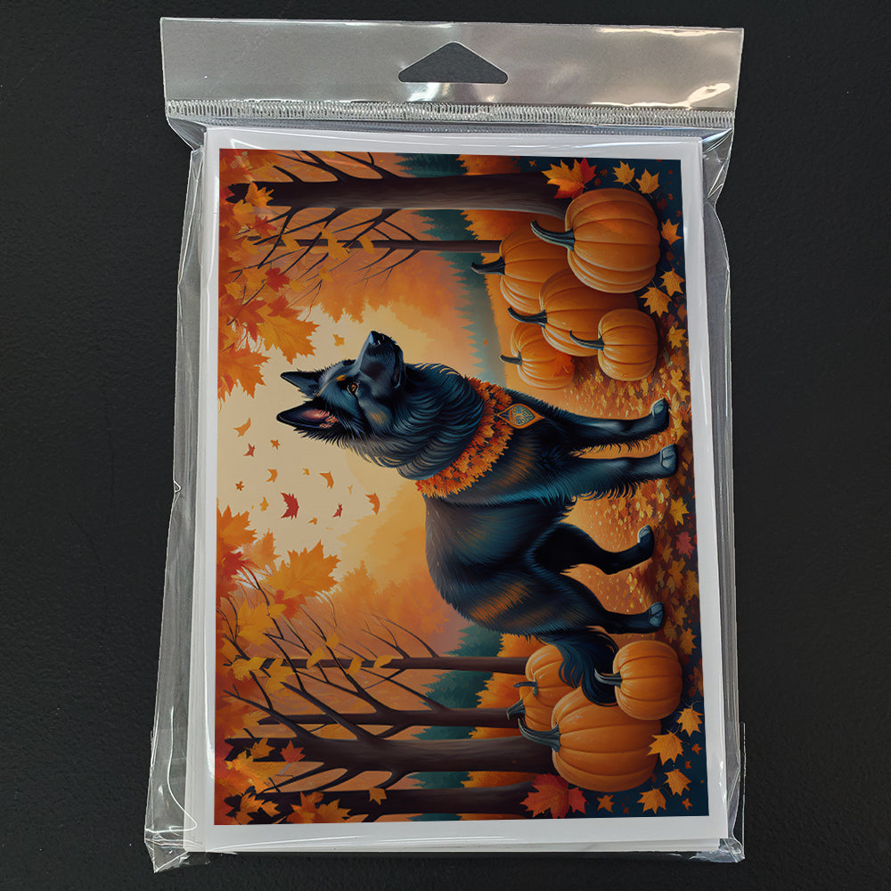 Belgian Sheepdog Fall Greeting Cards Pack of 8
