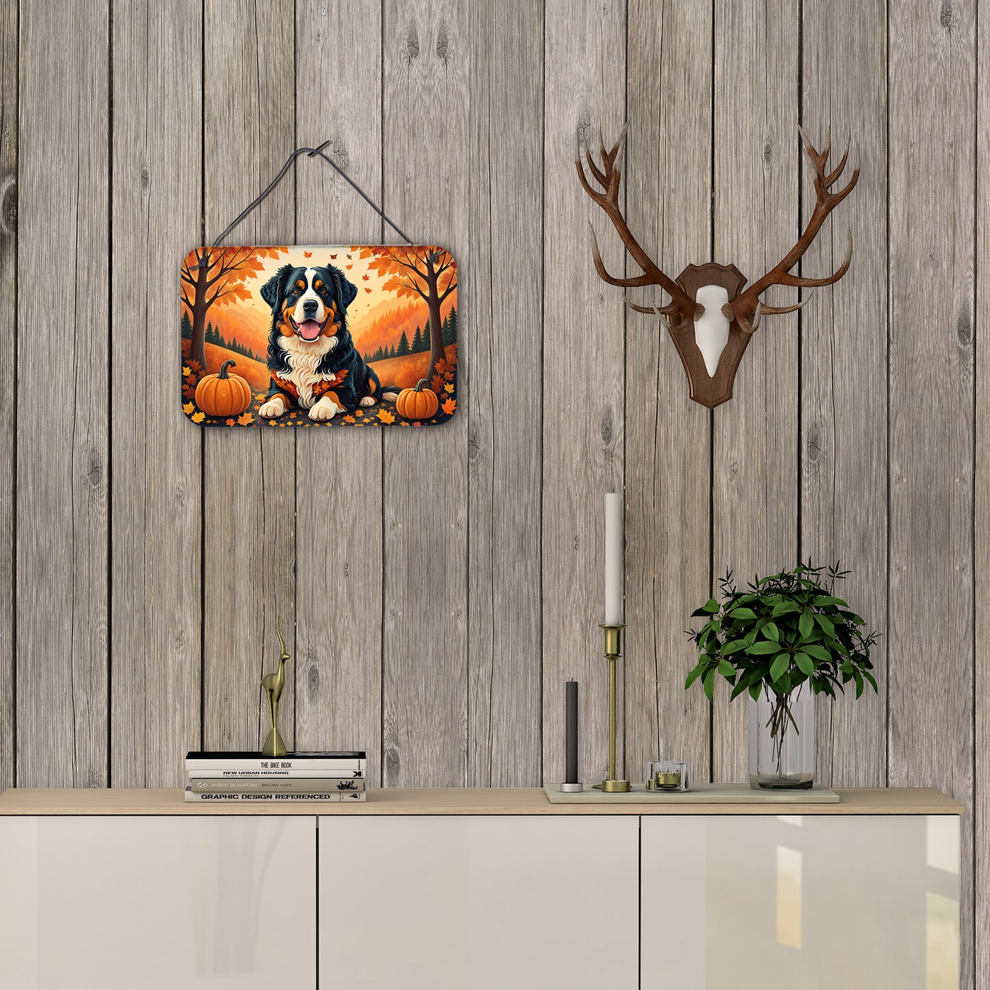 Bernese Mountain Dog Fall Wall or Door Hanging Prints
