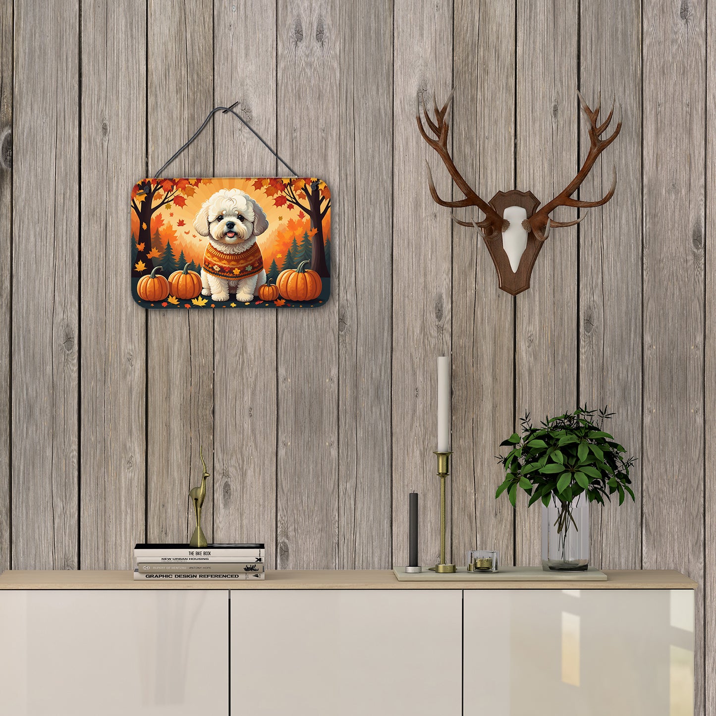 Bichon Frise Fall Wall or Door Hanging Prints