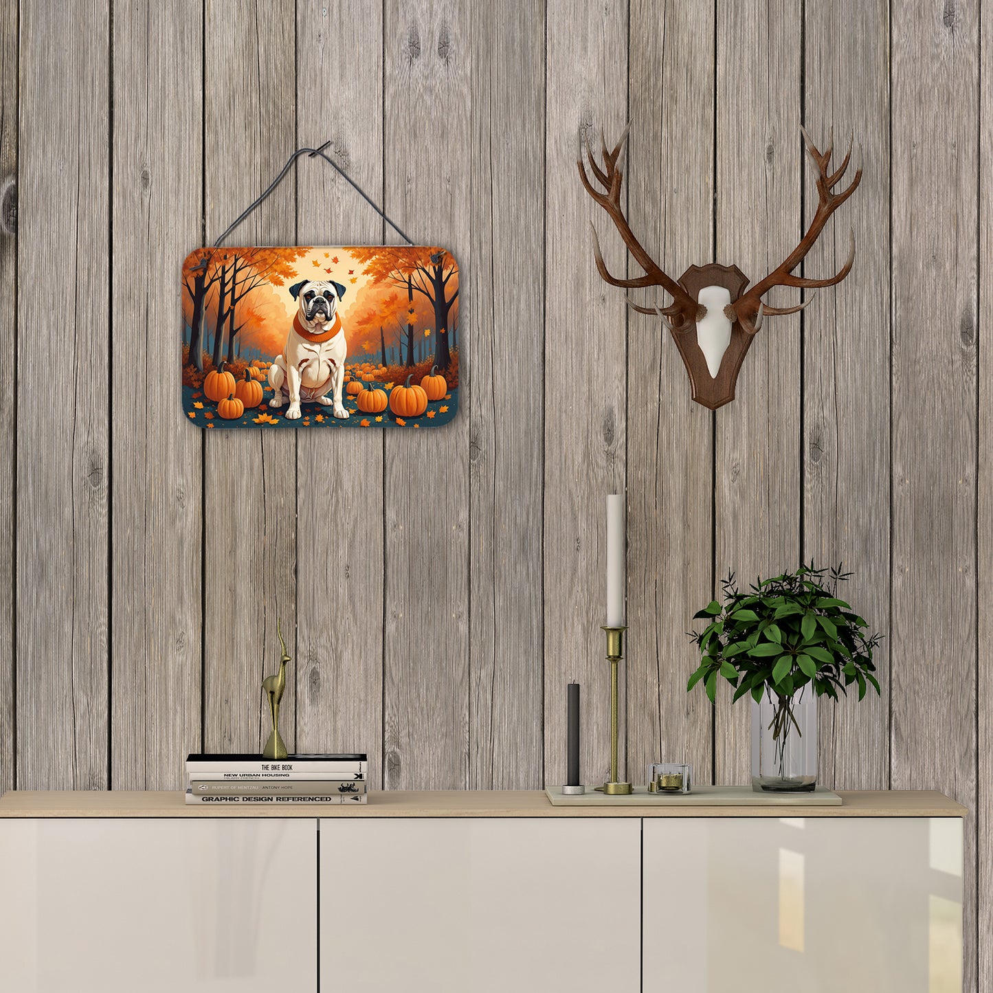 White Boxer Fall Wall or Door Hanging Prints