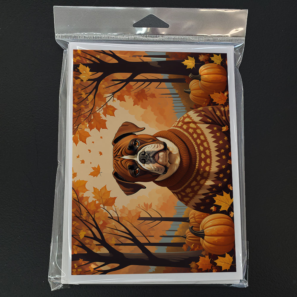 Boxer Fall Greeting Cards Pack of 8