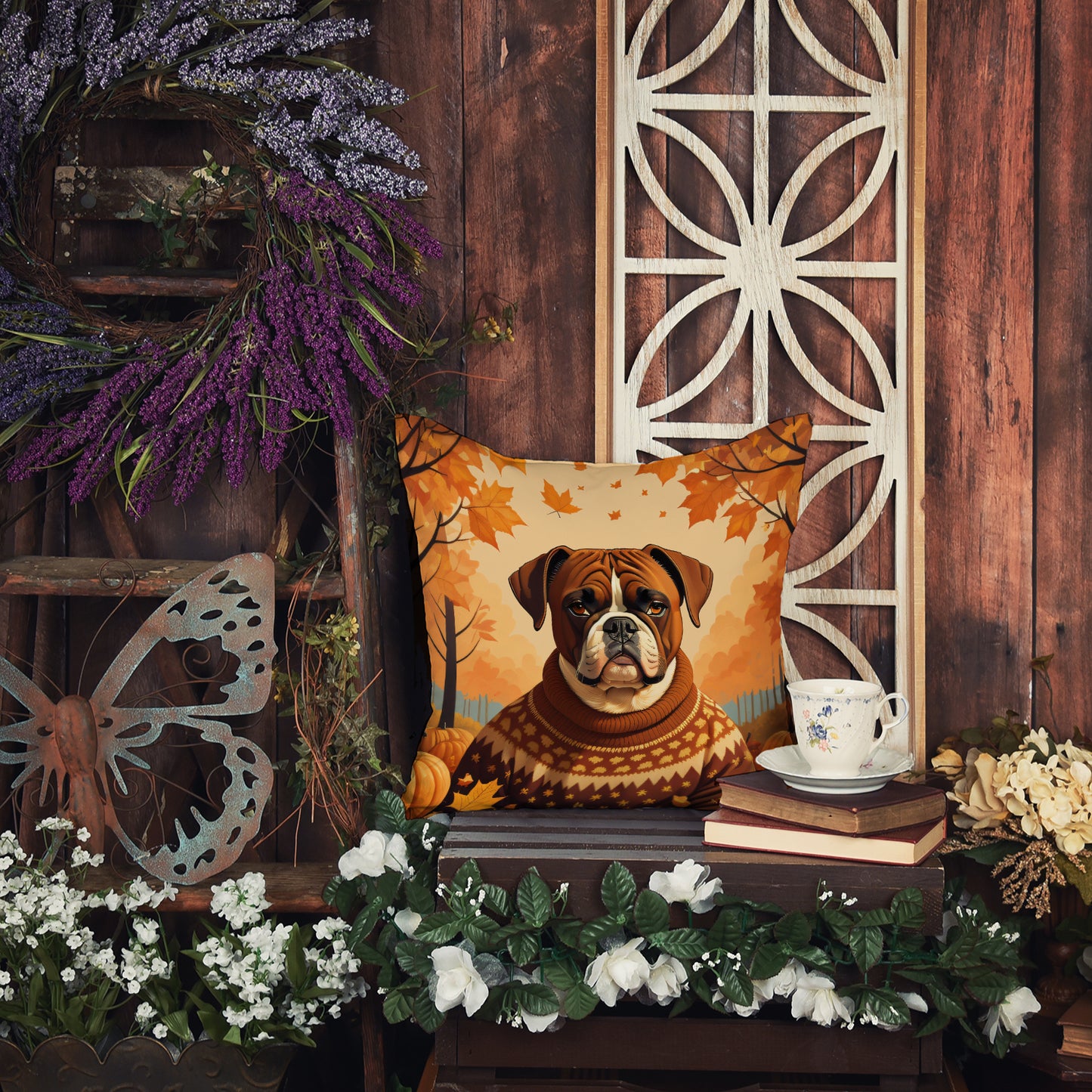 Boxer Fall Throw Pillow