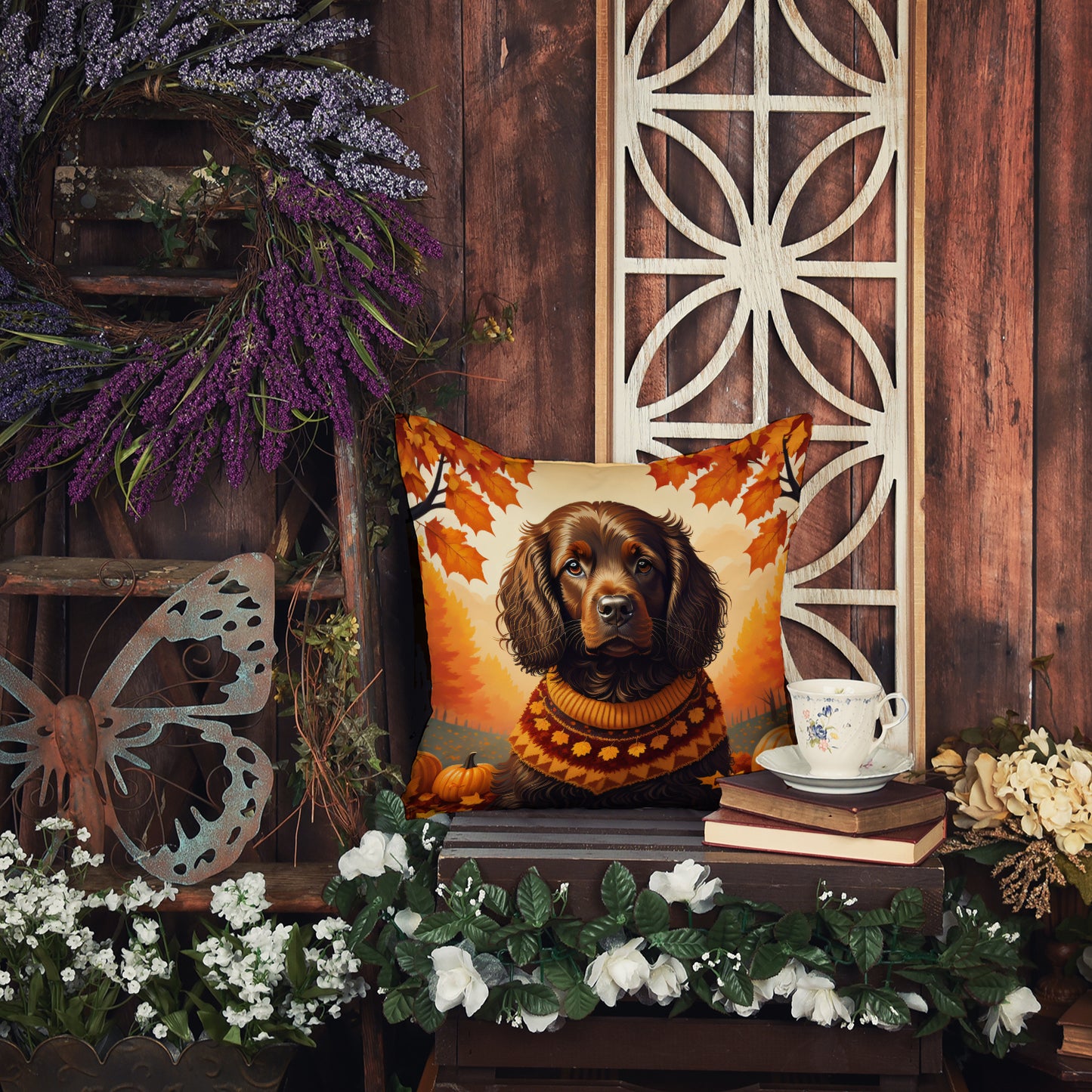 Boykin Spaniel Fall Throw Pillow