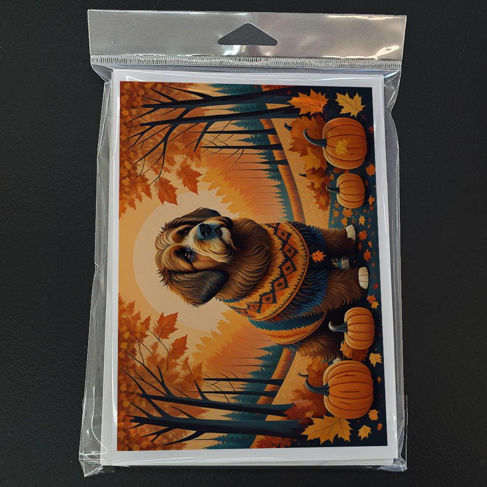 Briard Fall Greeting Cards Pack of 8