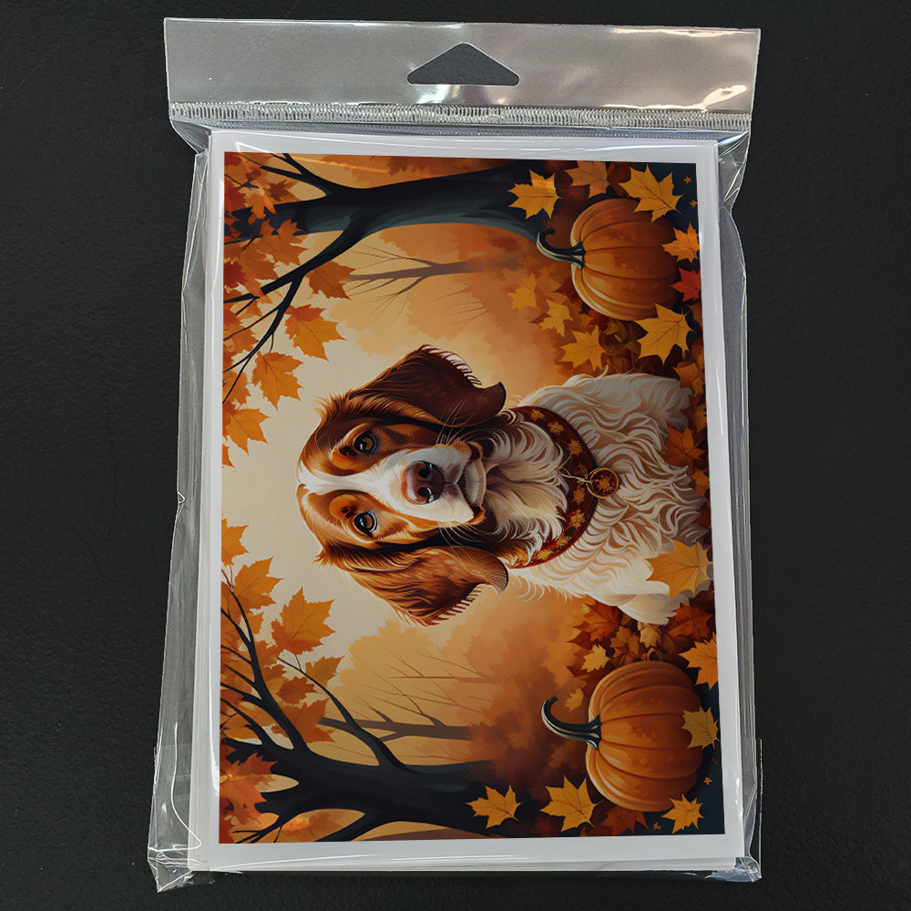 Brittany Spaniel Fall Greeting Cards Pack of 8
