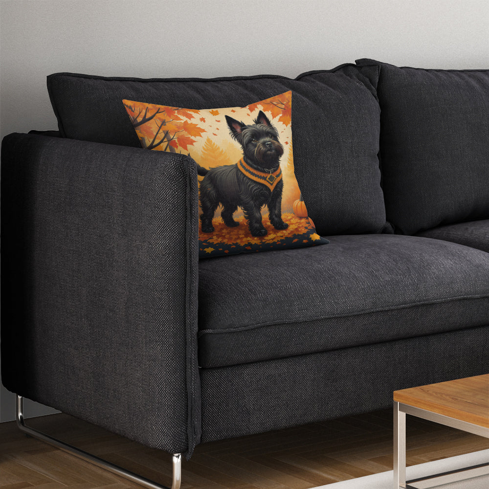 Black Cairn Terrier Fall Throw Pillow