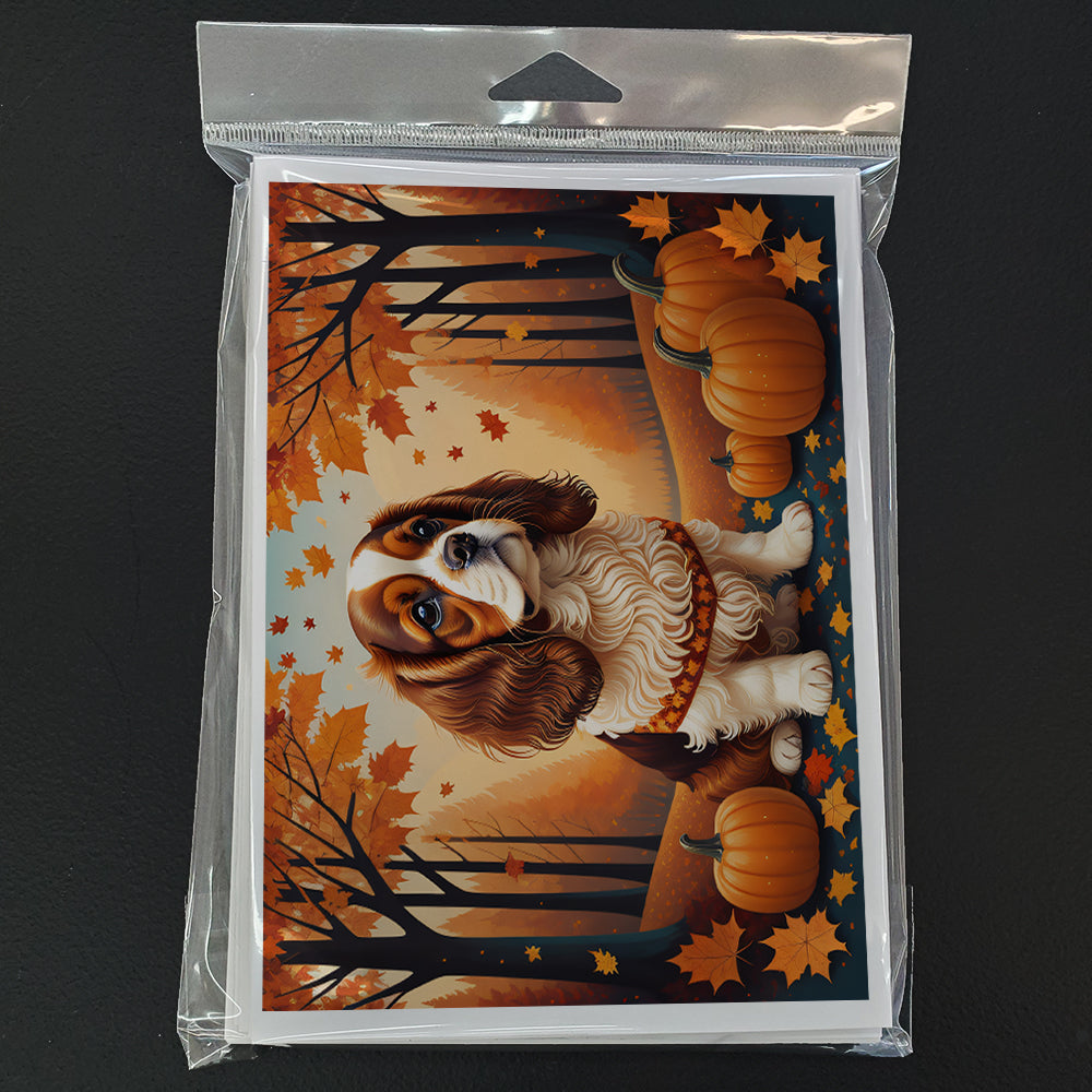 Cavalier Spaniel Fall Greeting Cards Pack of 8