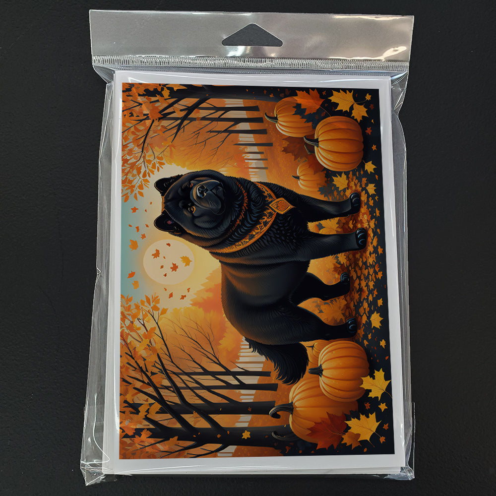 Black Chow Chow Fall Greeting Cards Pack of 8