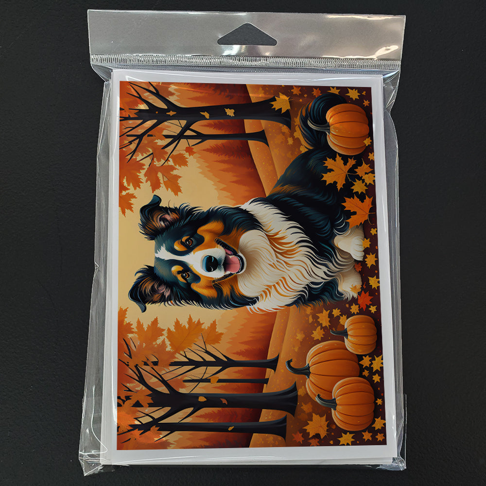 Collie Fall Greeting Cards Pack of 8