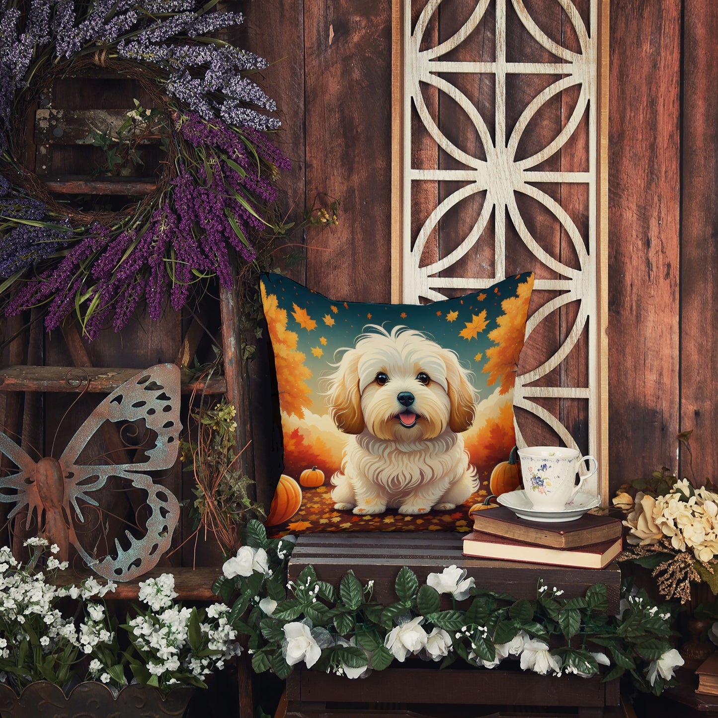Coton De Tulear Fall Throw Pillow