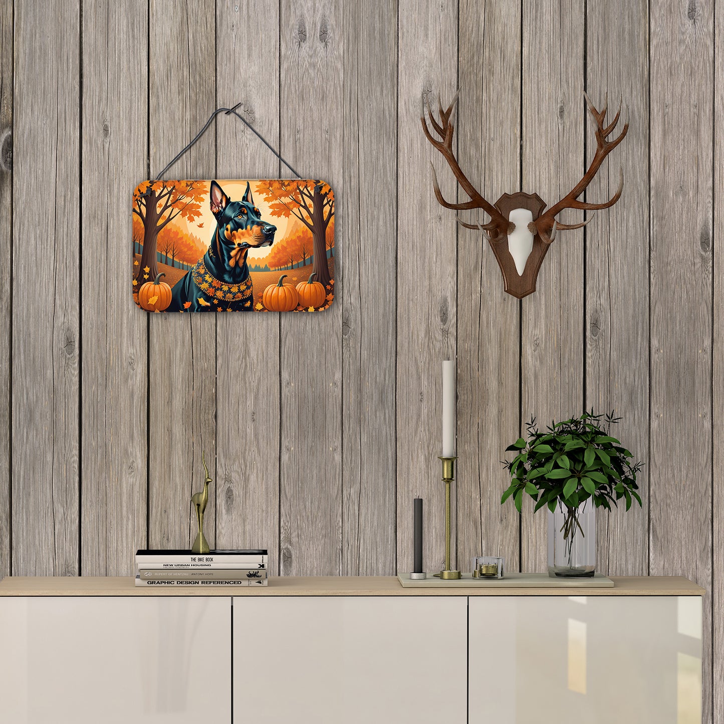 Doberman Pinscher Fall Wall or Door Hanging Prints