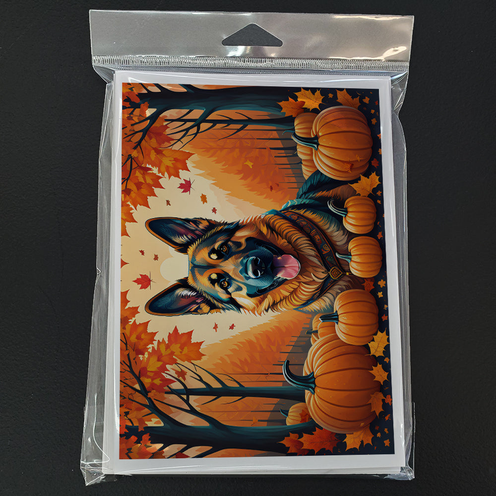 German Shepherd Fall Greeting Cards Pack of 8