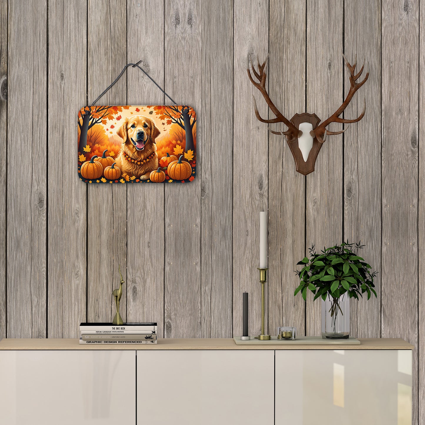 Golden Retriever Fall Wall or Door Hanging Prints