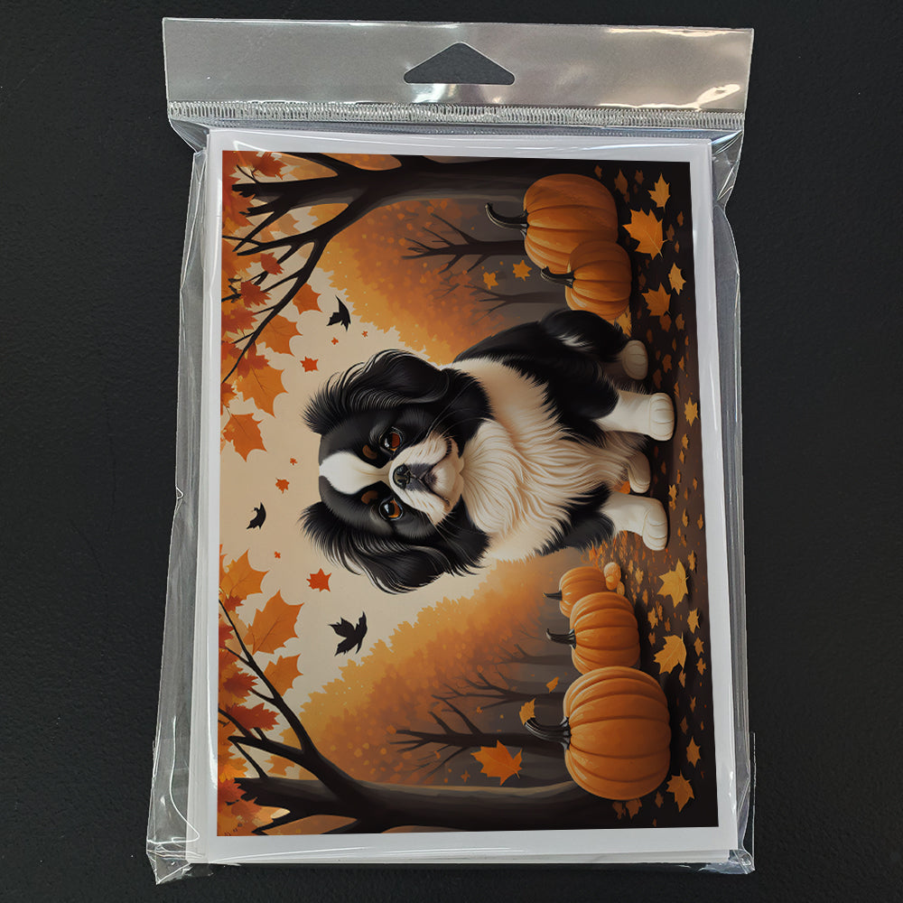 Japanese Chin Fall Greeting Cards Pack of 8
