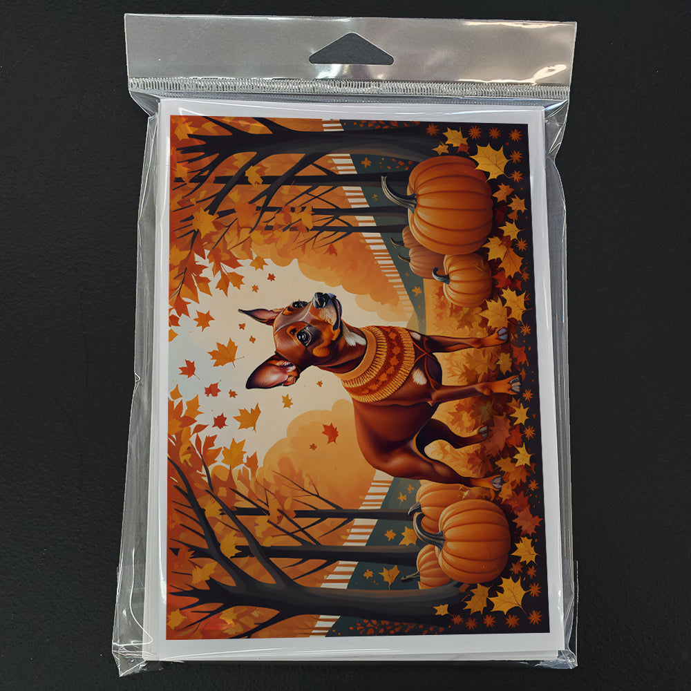 Red Miniature Pinscher Fall Greeting Cards Pack of 8
