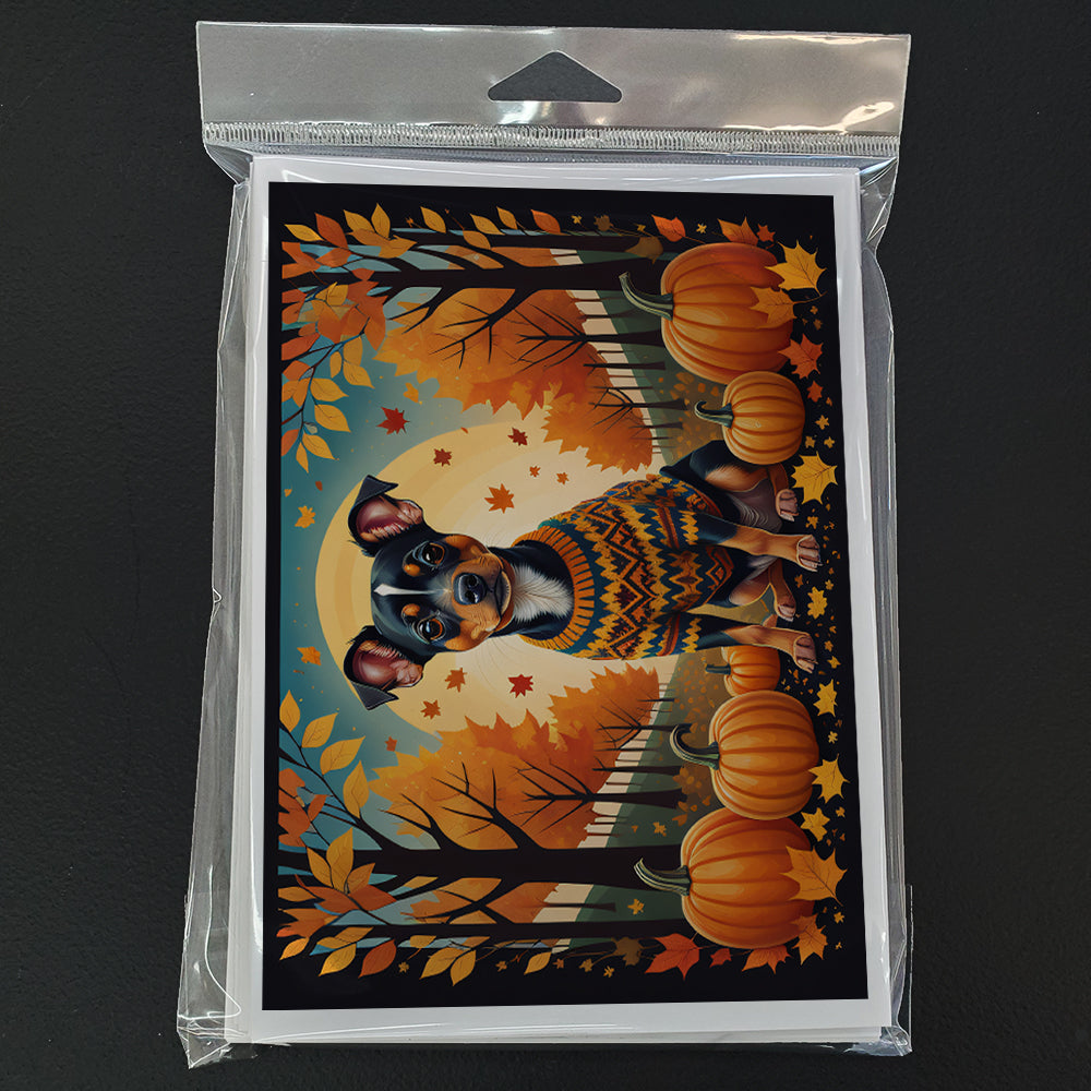 Miniature Pinscher Fall Greeting Cards Pack of 8