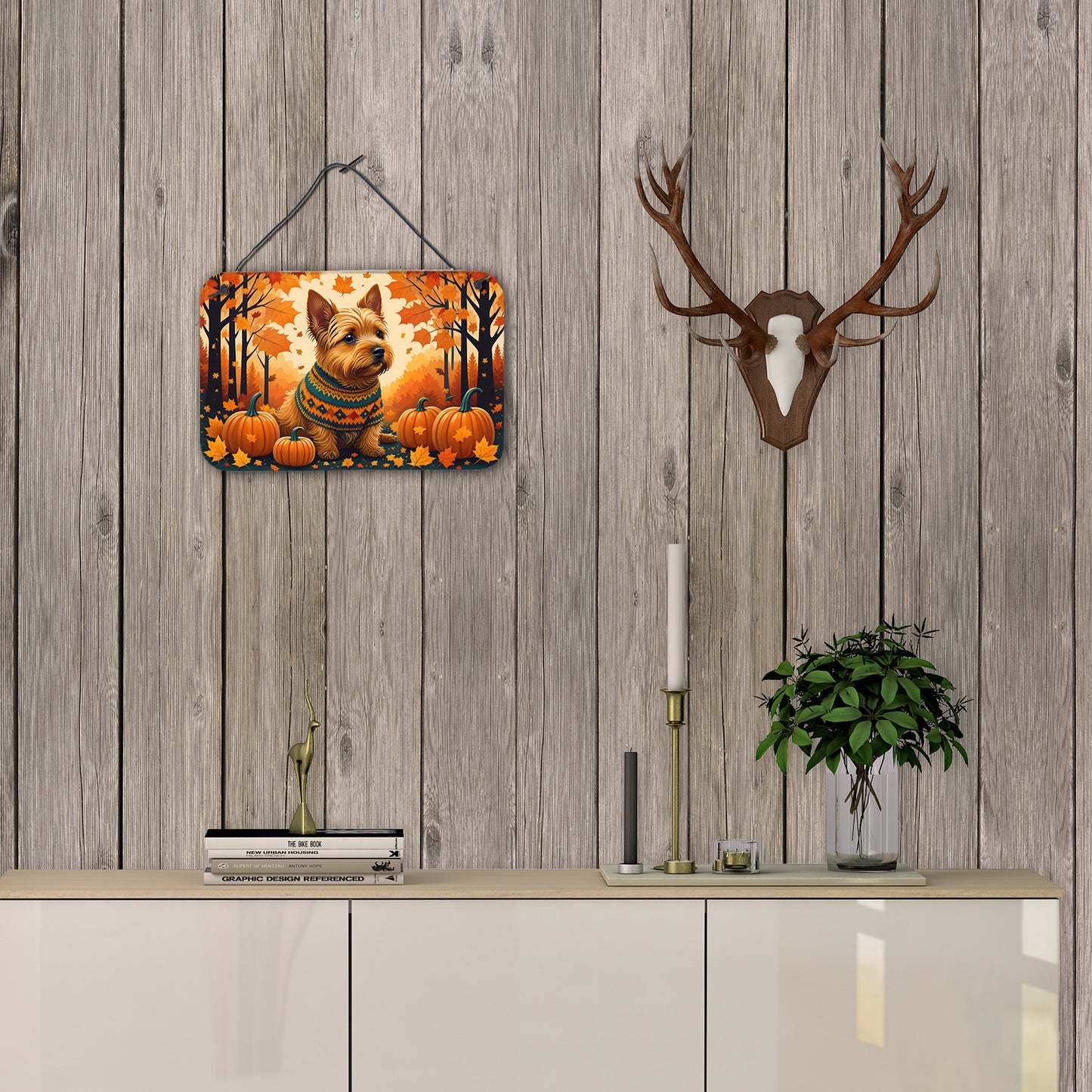 Norwich Terrier Fall Wall or Door Hanging Prints