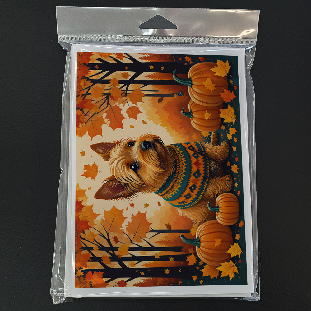 Norwich Terrier Fall Greeting Cards Pack of 8