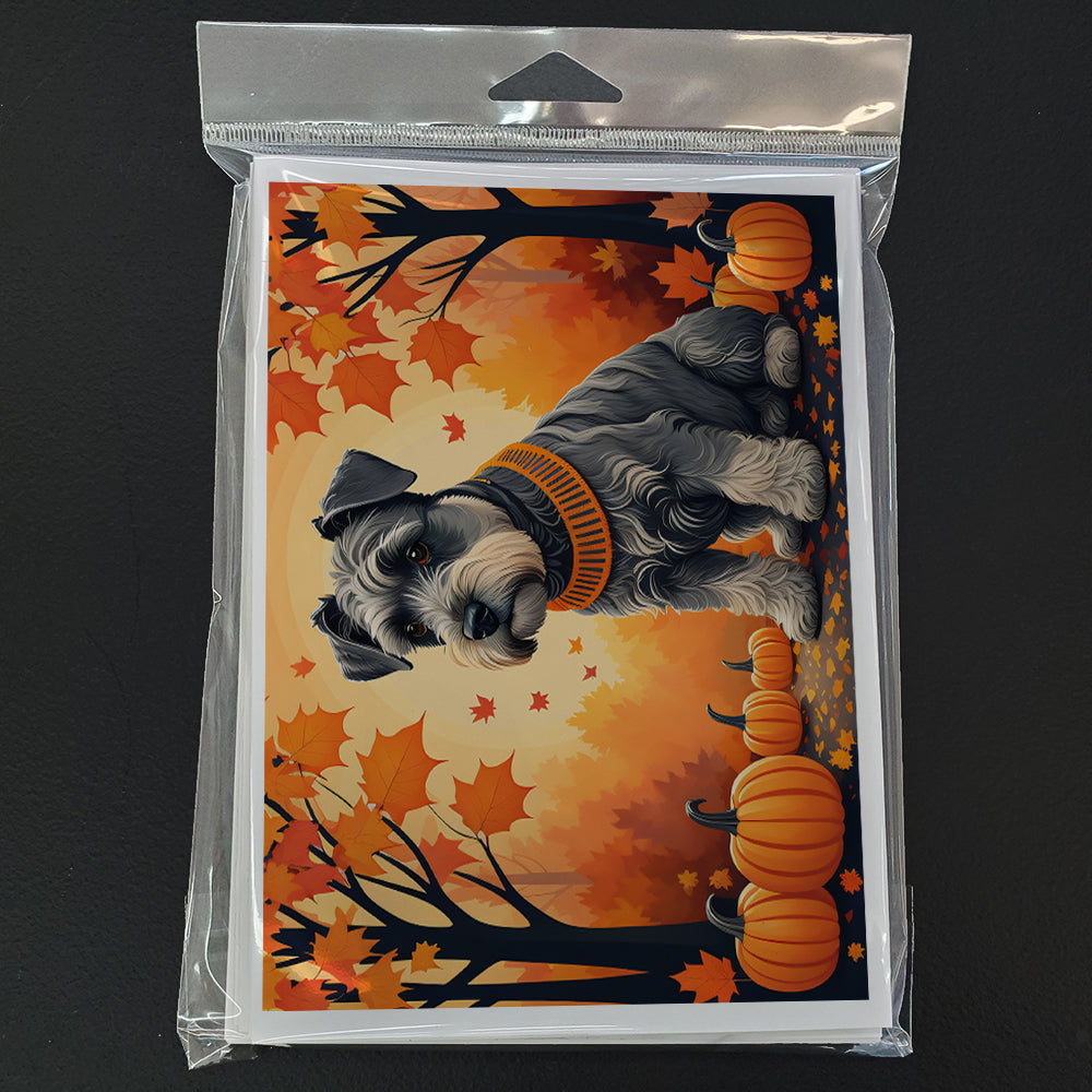 Schnauzer Fall Greeting Cards Pack of 8