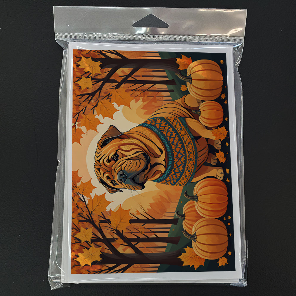 Shar Pei Fall Greeting Cards Pack of 8