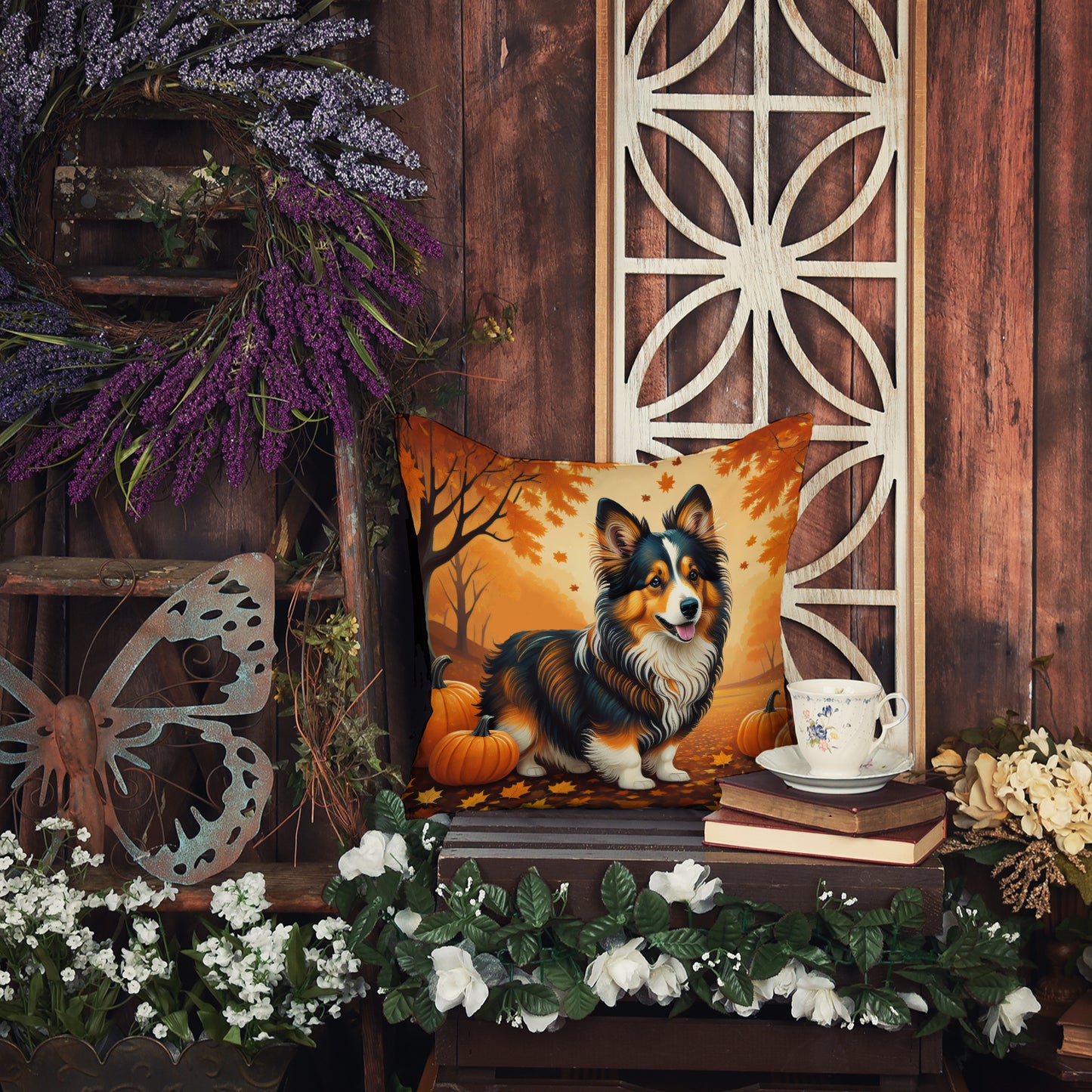 Sheltie Fall Throw Pillow