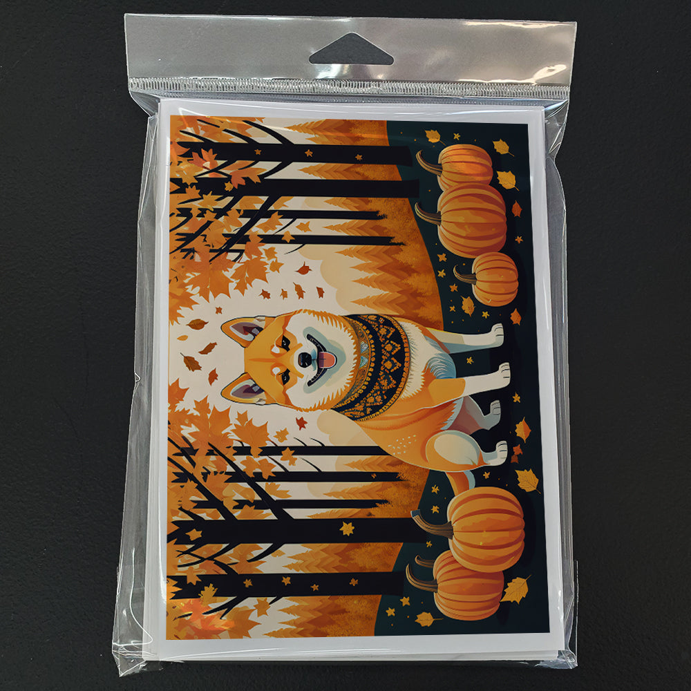Shiba Inu Fall Greeting Cards Pack of 8