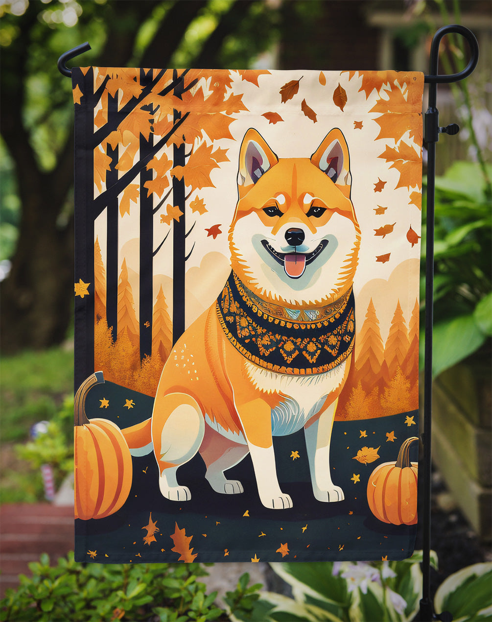 Shiba Inu Fall Garden Flag