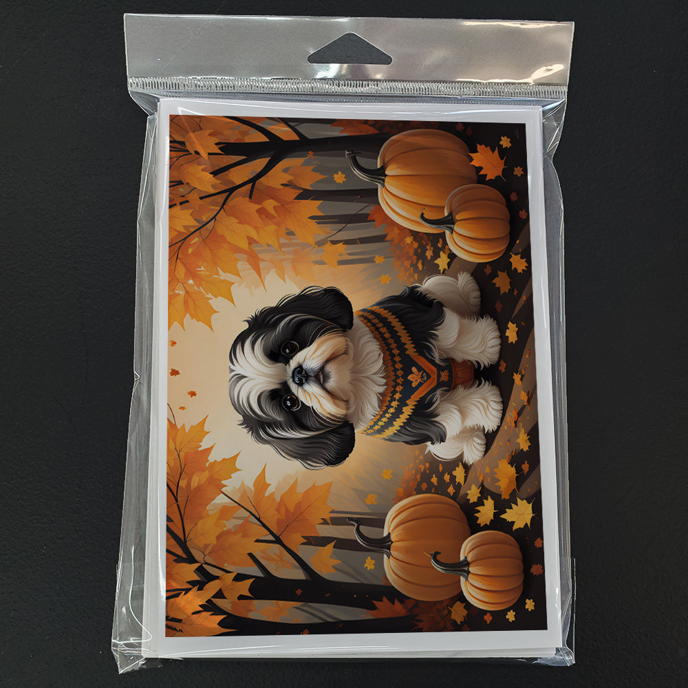 Shih Tzu Fall Greeting Cards Pack of 8