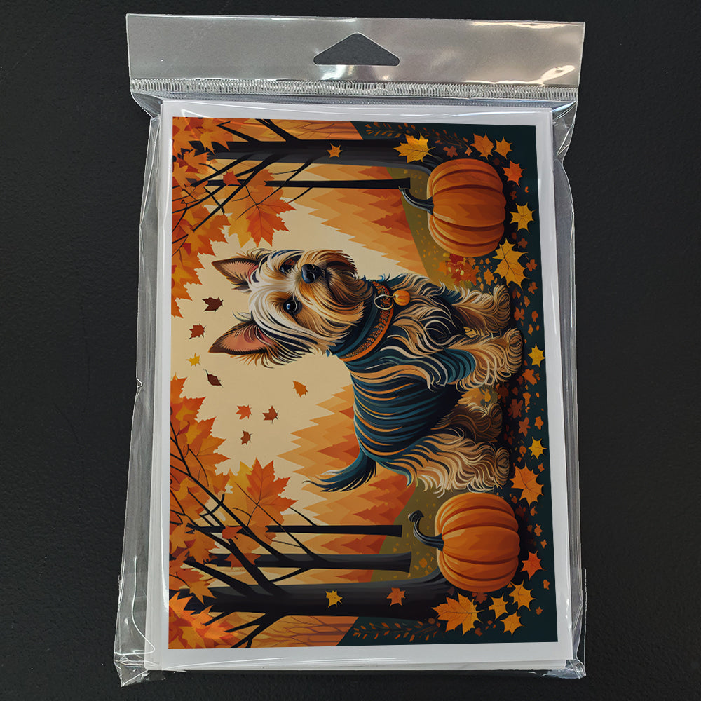 Silky Terrier Fall Greeting Cards Pack of 8