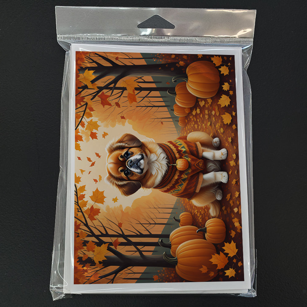 Tibetan Spaniel Fall Greeting Cards Pack of 8