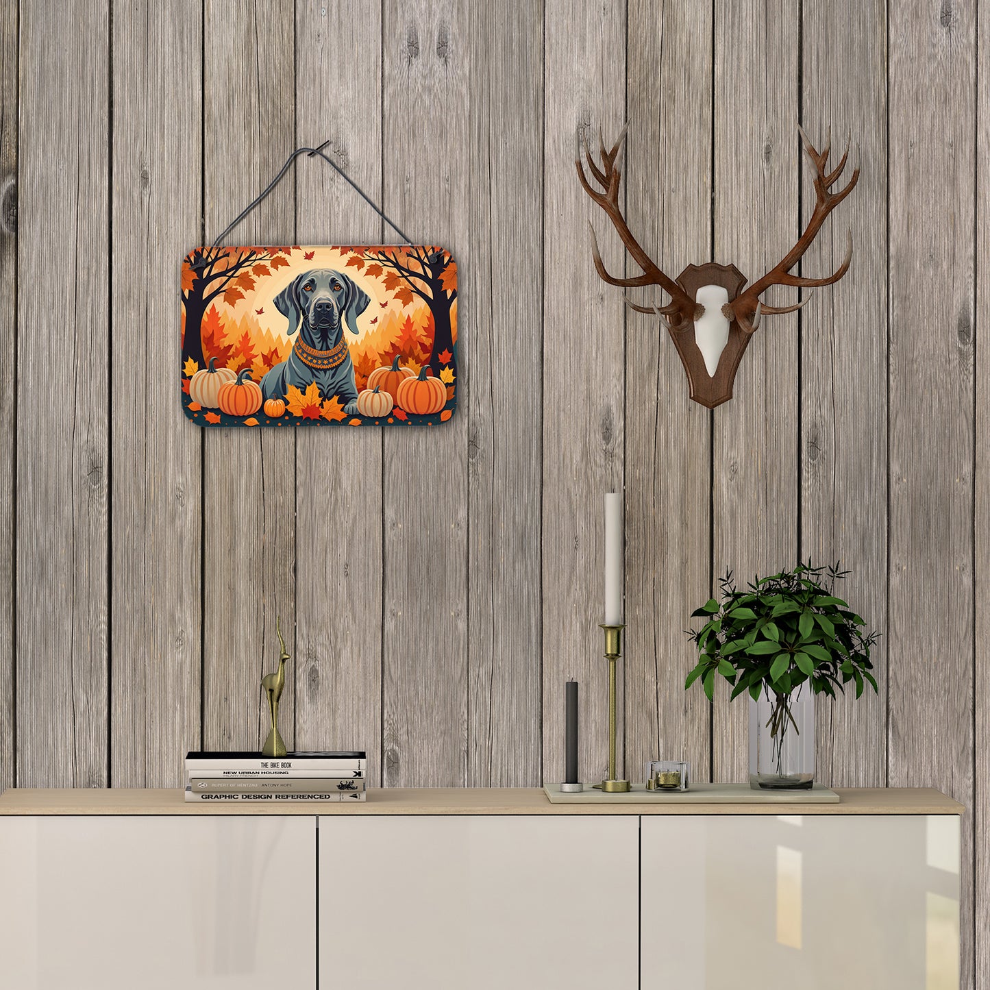Weimaraner Fall Wall or Door Hanging Prints