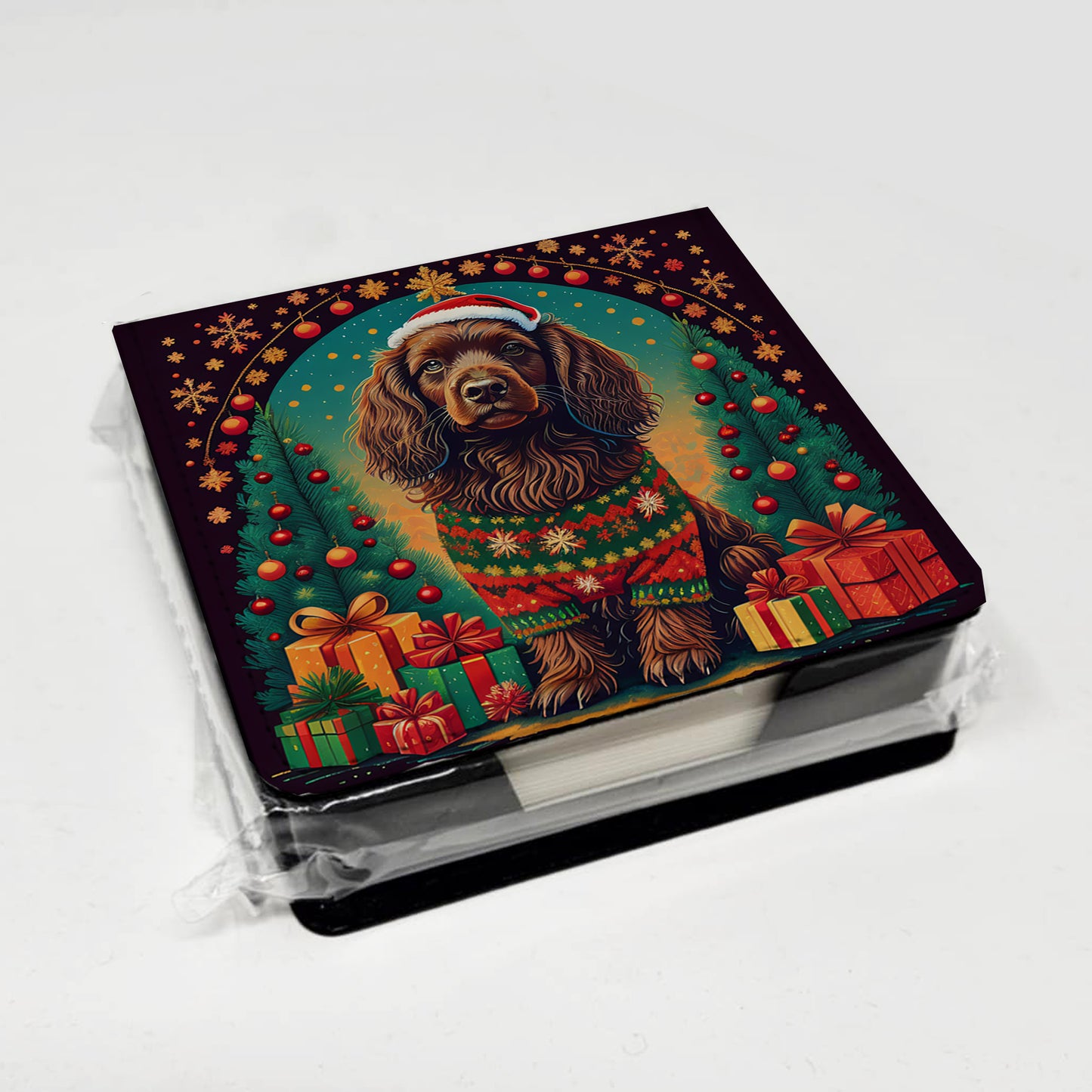 Boykin Spaniel Christmas PU Leather Note Paper Holder