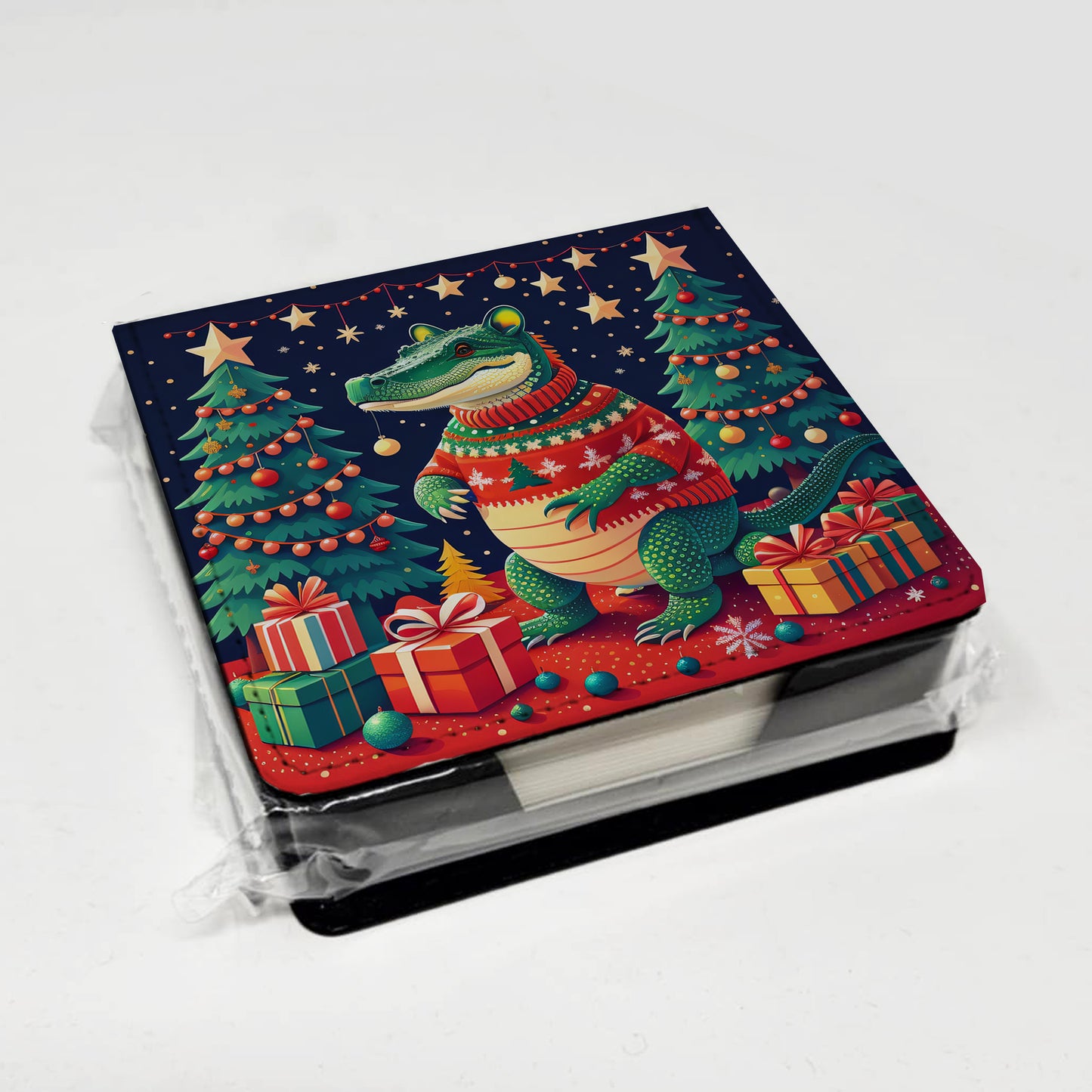 Alligator Christmas PU Leather Note Paper Holder