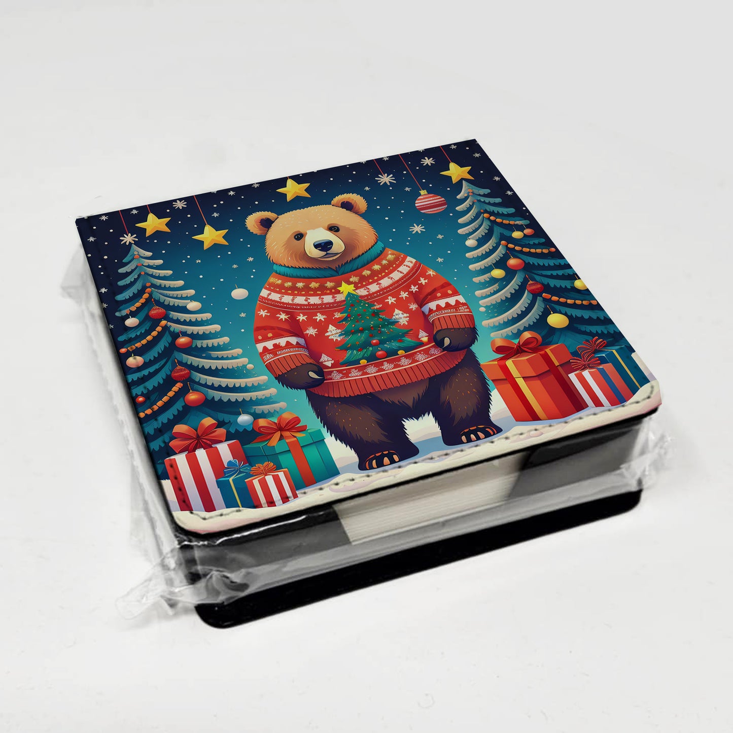 Bear Christmas PU Leather Note Paper Holder